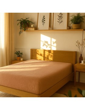 Lenzuolo con angoli in garza di cotone - Tasca profonda 30 cm - Varie misure - Vari colori