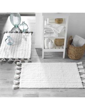 copy of Tapis Rectangle à Franges 50 x 80 cm - Nara en Coton et Polyester_