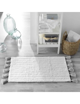 copy of Tapis Rectangle à Franges 50 x 80 cm - Nara en Coton et Polyester_