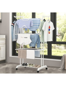 Varal de secar roupa com rodas, 3 níveis