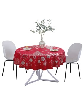 Toalha de mesa natalina – Impermeável – 100% poliéster – Resistente a manchas e lavável – Redonda 160 cm – Natal festivo