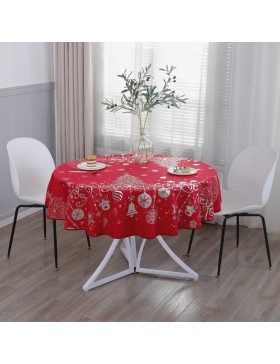 Toalha de mesa natalina – Impermeável – 100% poliéster – Resistente a manchas e lavável – Redonda 160 cm – Natal festivo