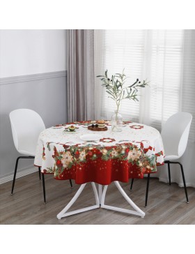 Tovaglia Natalizia – Impermeabile – 100% Poliestere – Antimacchia e Lavabile – Rotonda 160 cm – Babbo Natale Stellato