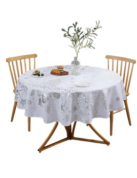 Nappe de Noël – Imperméable – 100% Polyester – Anti-Taches et Lavable – Ronde 160 cm – Festifs de Noël