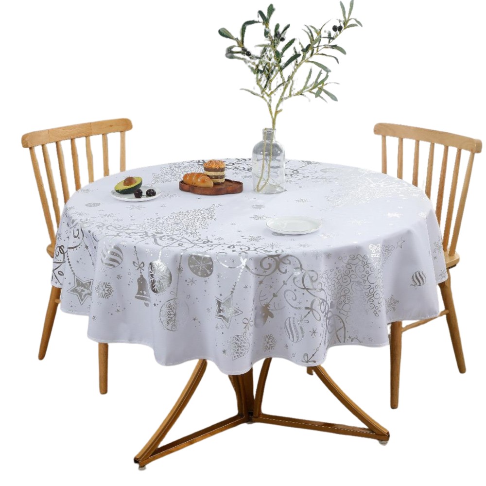 Tovaglia Natalizia – Impermeabile – 100% Poliestere – Antimacchia e Lavabile – Rotonda 160 cm – Festive Christmas