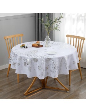 Tovaglia Natalizia – Impermeabile – 100% Poliestere – Antimacchia e Lavabile – Rotonda 160 cm – Festive Christmas