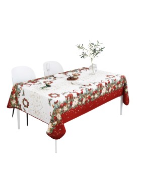 Nappe de Noël – Imperméable – 100% Polyester – Anti-Taches et Lavable – Père Noël Étoilé