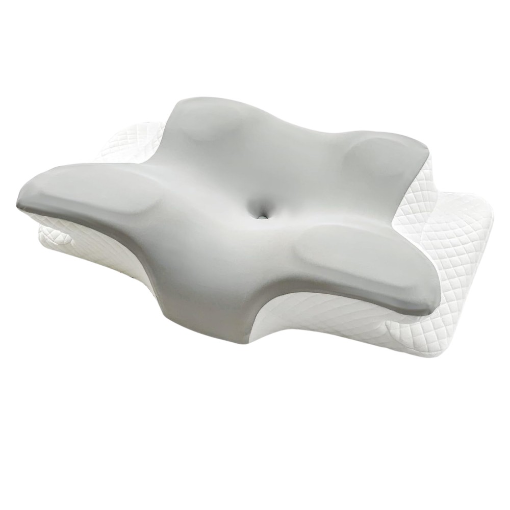 Travesseiro ergonômico 2 em 1 de espuma viscoelástica – Suporte para pescoço, costas e laterais – Capa lavável.