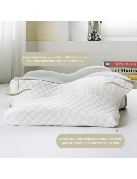 Cuscino ergonomico 2 in 1 in memory foam – Cuscino di supporto per collo, schiena e fianchi – Fodera lavabile.