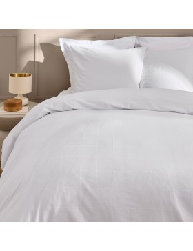 Parure Linella Ivoire - Housse de Couette avec Fermeture Pression Discrète + 2 Taies d’Oreiller - 100% Coton Lavé - Oeko-Tex
