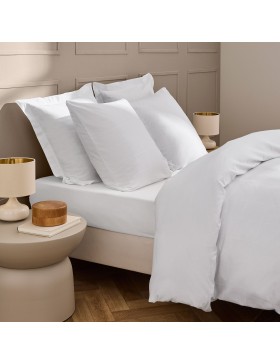 Parure Linella Ivoire - Housse de Couette avec Fermeture Pression Discrète + 2 Taies d’Oreiller - 100% Coton Lavé - Oeko-Tex