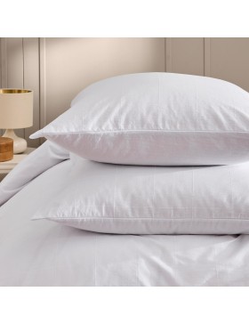 Parure Linella Ivoire - Housse de Couette avec Fermeture Pression Discrète + 2 Taies d’Oreiller - 100% Coton Lavé - Oeko-Tex