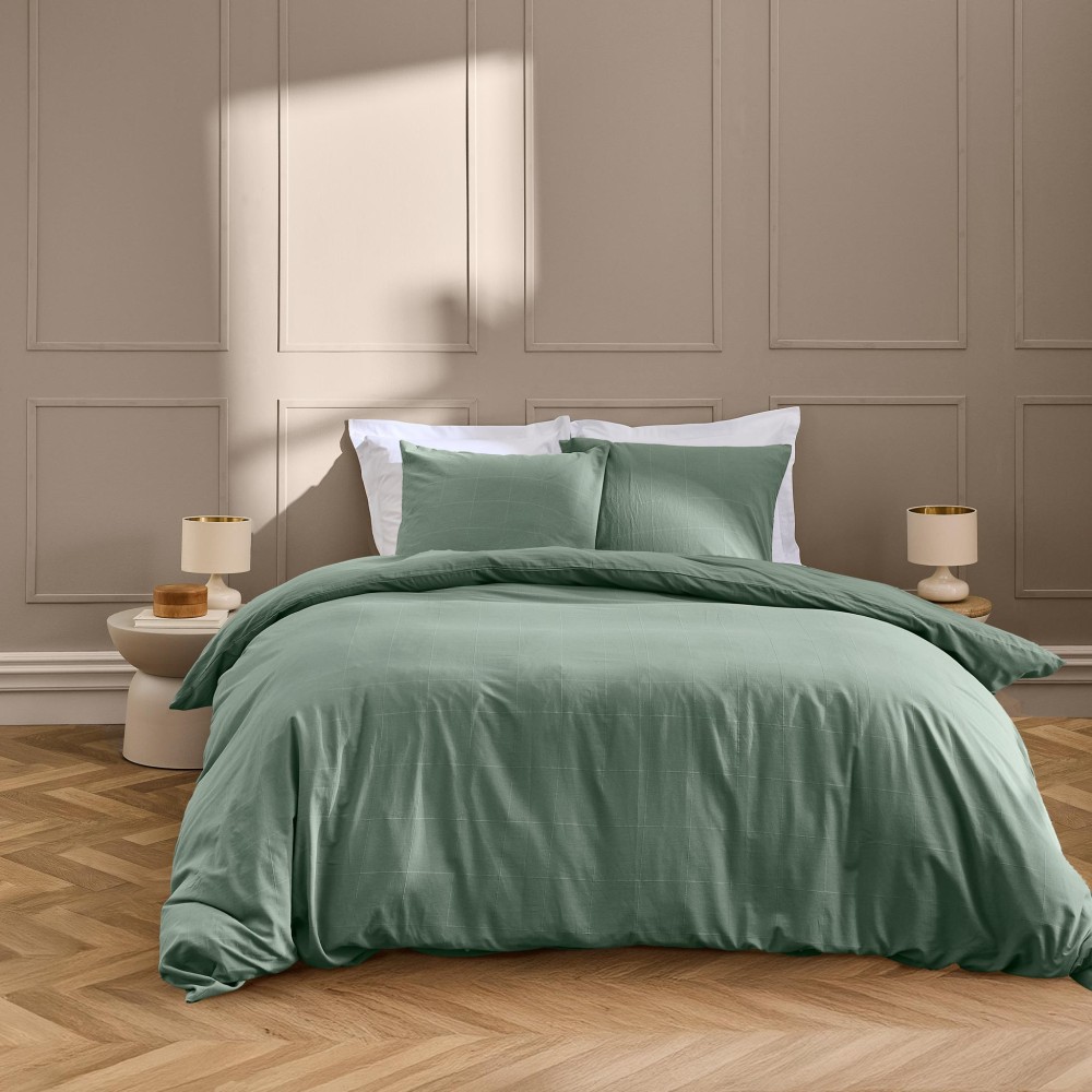 Parure Linella Ivoire - Housse de Couette avec Fermeture Pression Discrète + 2 Taies d’Oreiller - 100% Coton Lavé - Oeko-Tex