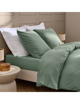 Parure Linella Ivoire - Housse de Couette avec Fermeture Pression Discrète + 2 Taies d’Oreiller - 100% Coton Lavé - Oeko-Tex