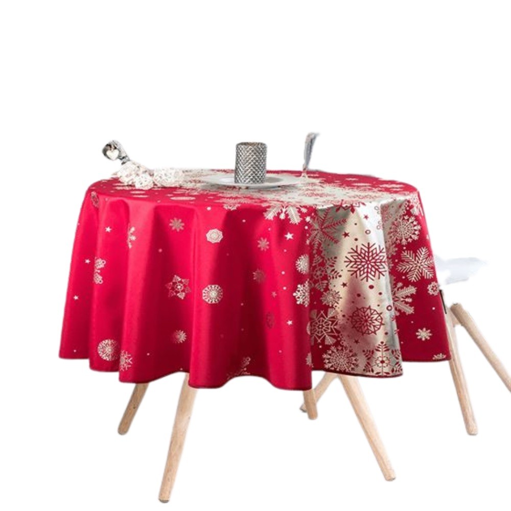 Nappe de Noël Argenté Rectangle ou Ronde - Neige De Noël