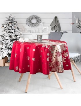 Silberne Weihnachtstischdecke, rechteckig oder rund – Weihnachtsschnee