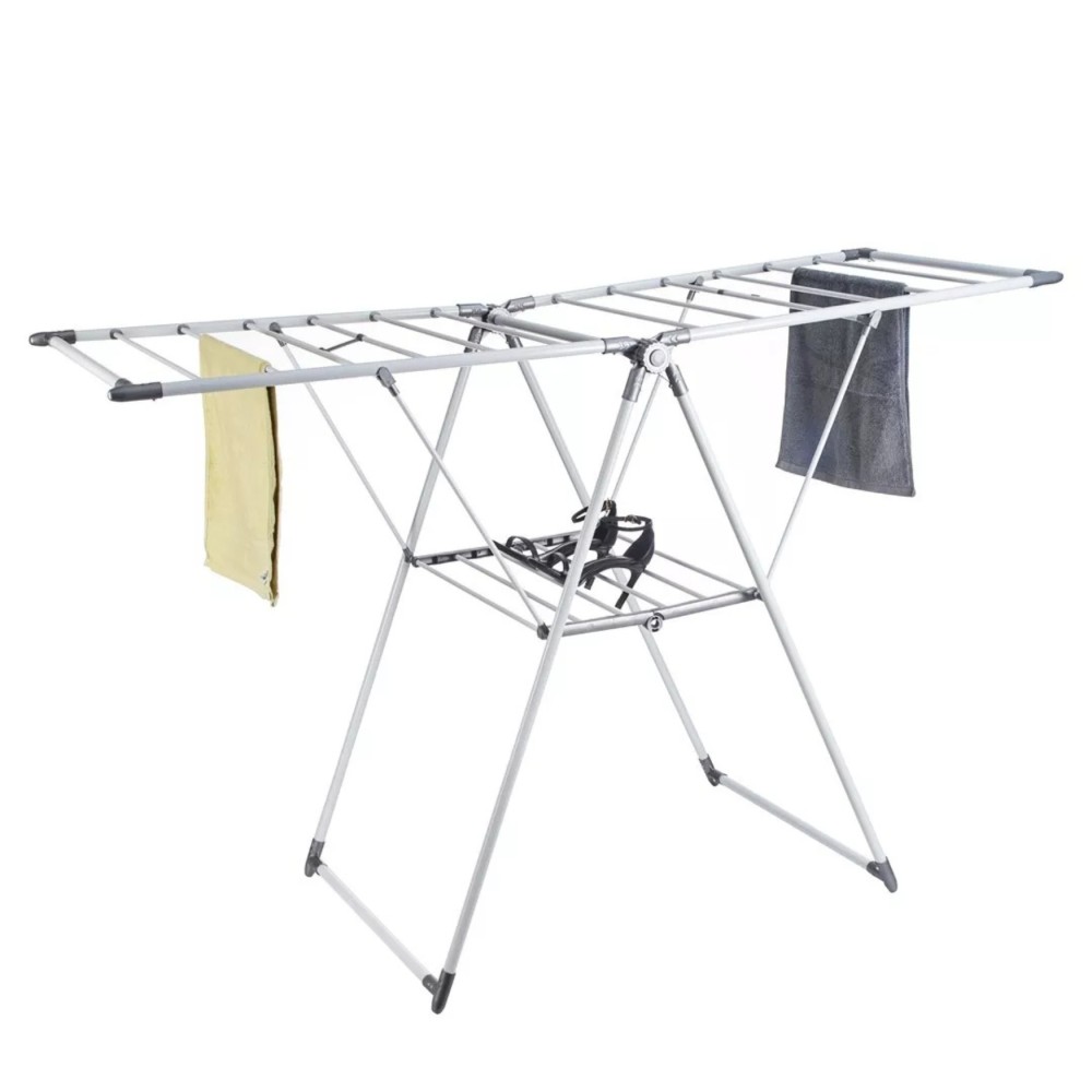 Varal de Roupa Dobrável de 3 Níveis – 155x62x98 cm – Cinza