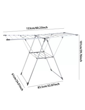 Varal de Roupa Dobrável de 3 Níveis – 155x62x98 cm – Cinza