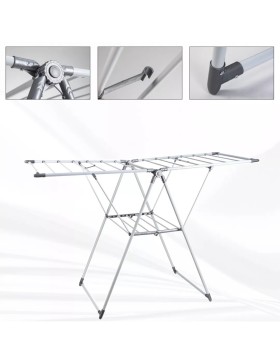 Varal de Roupa Dobrável de 3 Níveis – 155x62x98 cm – Cinza