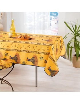 Mantel rectangular antimanchas provenzal, ramo de trigo amarillo