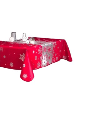 Mantel navideño plateado, rectangular o redondo - Nieve navideña