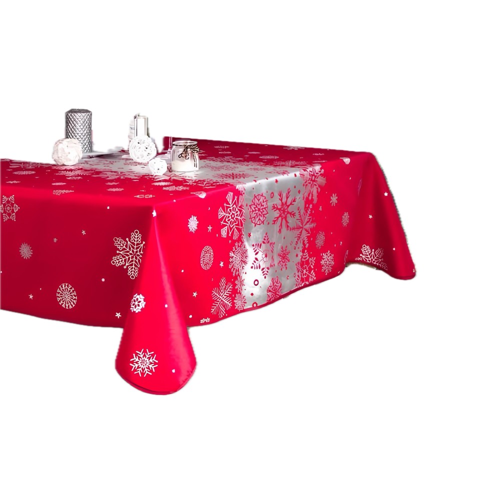 Silberne Weihnachtstischdecke, rechteckig oder rund – Weihnachtsschnee