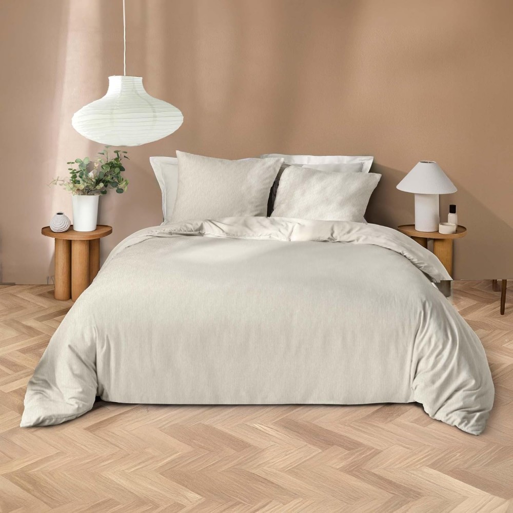 Set di biancheria da letto 3 pezzi (240 x 220 cm) Azura Natural, microfibra tinta in filo