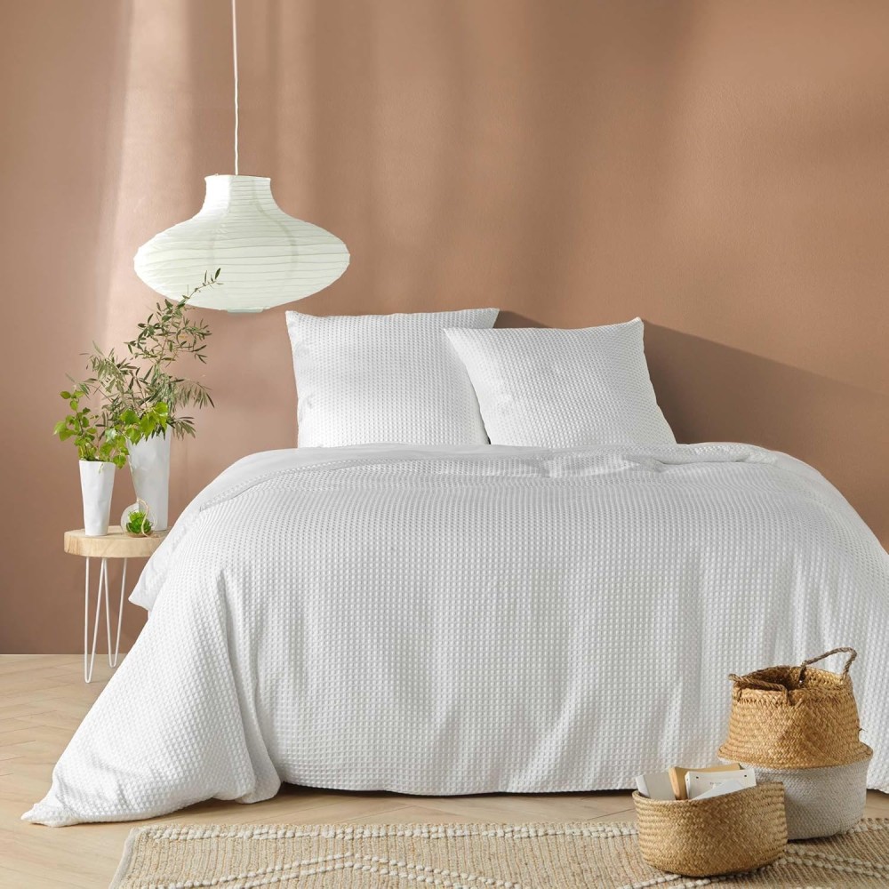 Conjunto de cama de 3 peças (240 x 220 cm) Branco Azura, Microfibra tingida em fio