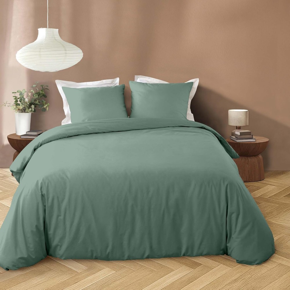 Conjunto de cama de 3 peças em microfibra lisa lavada, 100% poliéster – LIAM – Certificado Oeko-TEX
