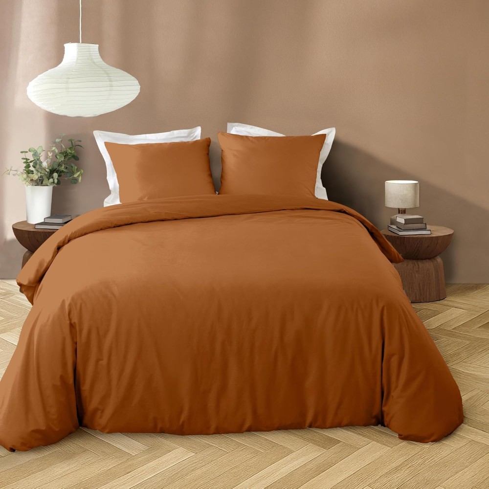 Juego de ropa de cama de 3 piezas de microfibra lisa lavada 100 % poliéster – LIAM – Certificado Oeko-TEX