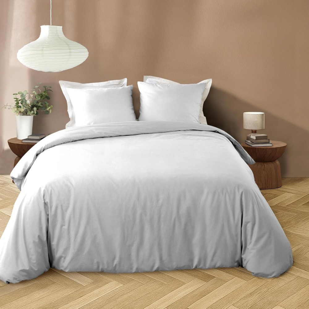 Conjunto de cama de 3 peças em microfibra lisa lavada, 100% poliéster – LIAM – Certificado Oeko-TEX