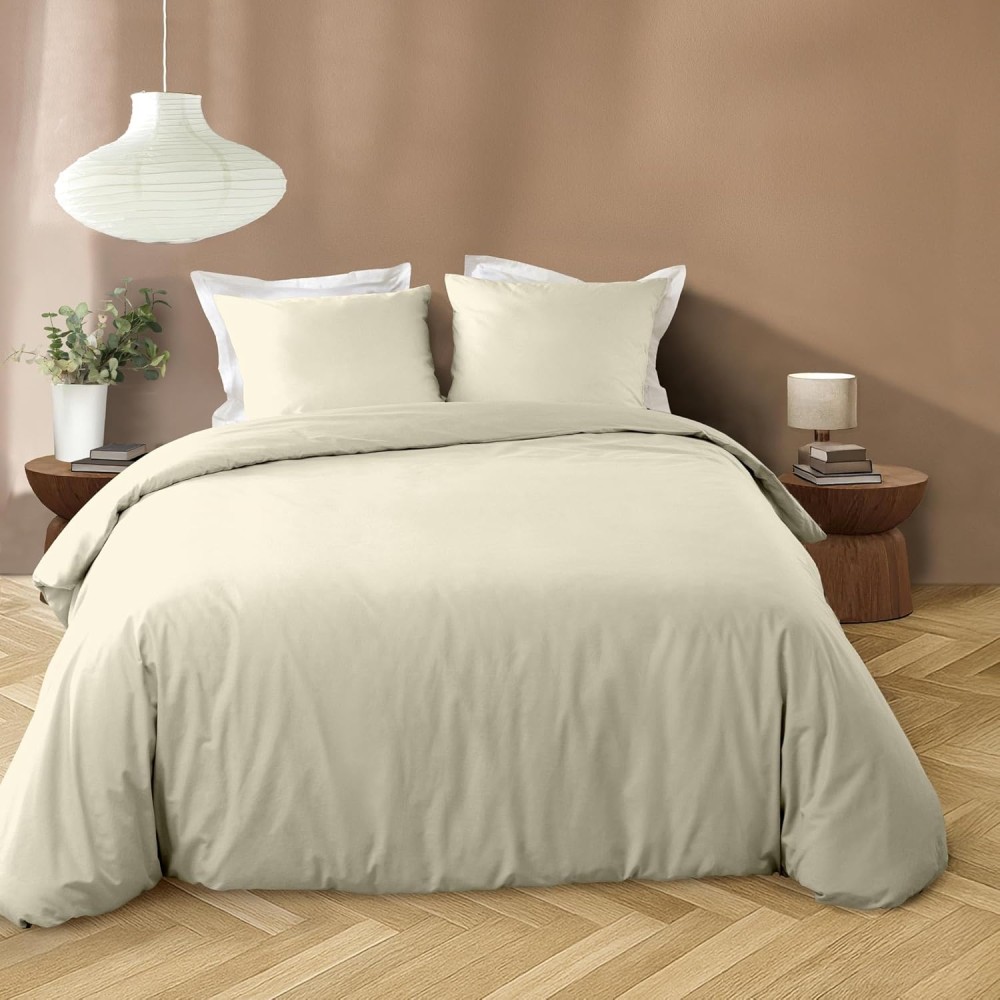 Juego de ropa de cama de 3 piezas de microfibra lisa lavada 100 % poliéster – LIAM – Certificado Oeko-TEX