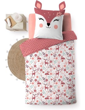 Conjunto de cama 100% algodão – Capa de edredom 140x200 cm + 1 fronha 63x63 cm – Bichette – Certificado Oeko-TEX