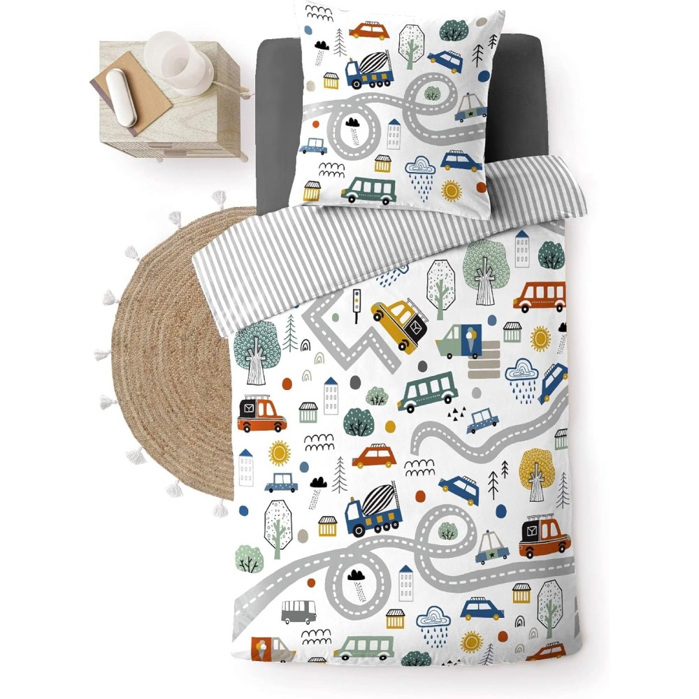 Conjunto de cama 100% algodão – Capa de edredom 140x200 cm + 1 fronha 63x63 cm – PTI BOLIDE – Certificado Oeko-TEX