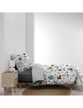 Conjunto de cama 100% algodão – Capa de edredom 140x200 cm + 1 fronha 63x63 cm – PTI BOLIDE – Certificado Oeko-TEX