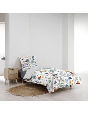 Conjunto de cama 100% algodão – Capa de edredom 140x200 cm + 1 fronha 63x63 cm – PTI BOLIDE – Certificado Oeko-TEX