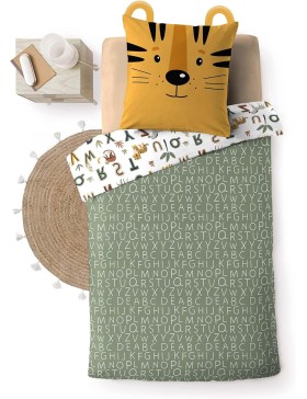 Conjunto de cama 100% algodão – Capa de edredom 140x200 cm + 1 fronha 63x63 cm – TIGRY – Certificado Oeko-TEX