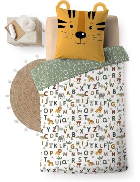 Conjunto de cama 100% algodão – Capa de edredom 140x200 cm + 1 fronha 63x63 cm – TIGRY – Certificado Oeko-TEX