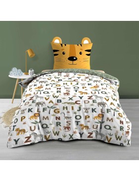 Parure de Lit 100% Coton – Housse de Couette 140x200 cm + 1 Taie 63x63 cm – TIGRY – Certifiée Oeko-TEX