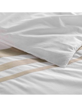 Parure Margaux - Housse de Couette avec Fermeture Pression Discrète + 2 Taies d’Oreiller - 100% Coton - Oeko-Tex