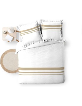 Parure Margaux - Housse de Couette avec Fermeture Pression Discrète + 2 Taies d’Oreiller - 100% Coton - Oeko-Tex