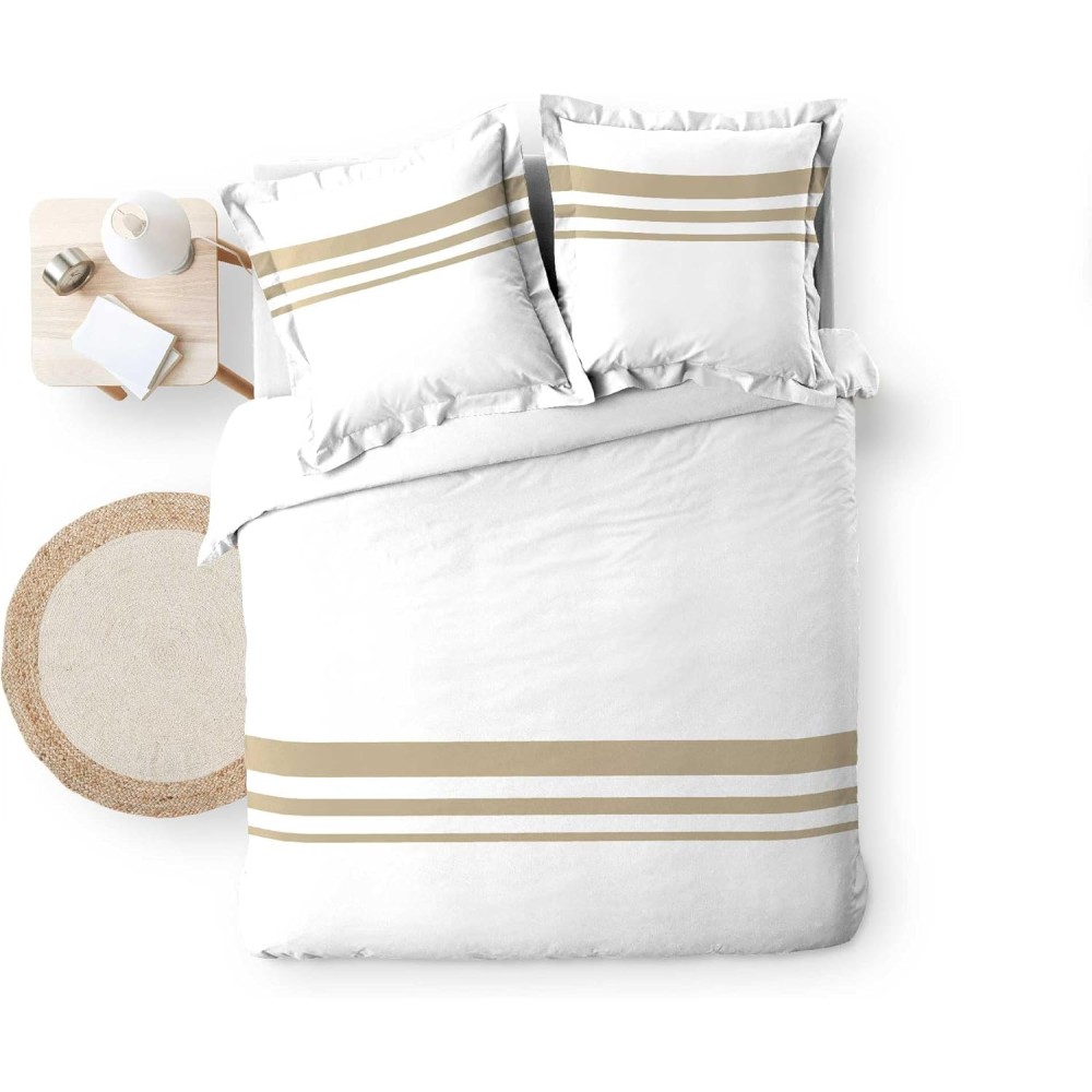 Conjunto de Cama Margaux - Capa de Edredom com Fecho Discreto de Botões de Pressão + 2 Fronhas - 100% Algodão - Oeko-Tex