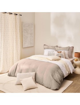 Parure Gabrielle - Housse de Couette avec Fermeture Pression Discrète + 2 Taies d’Oreiller - 100% Coton - Oeko-Tex