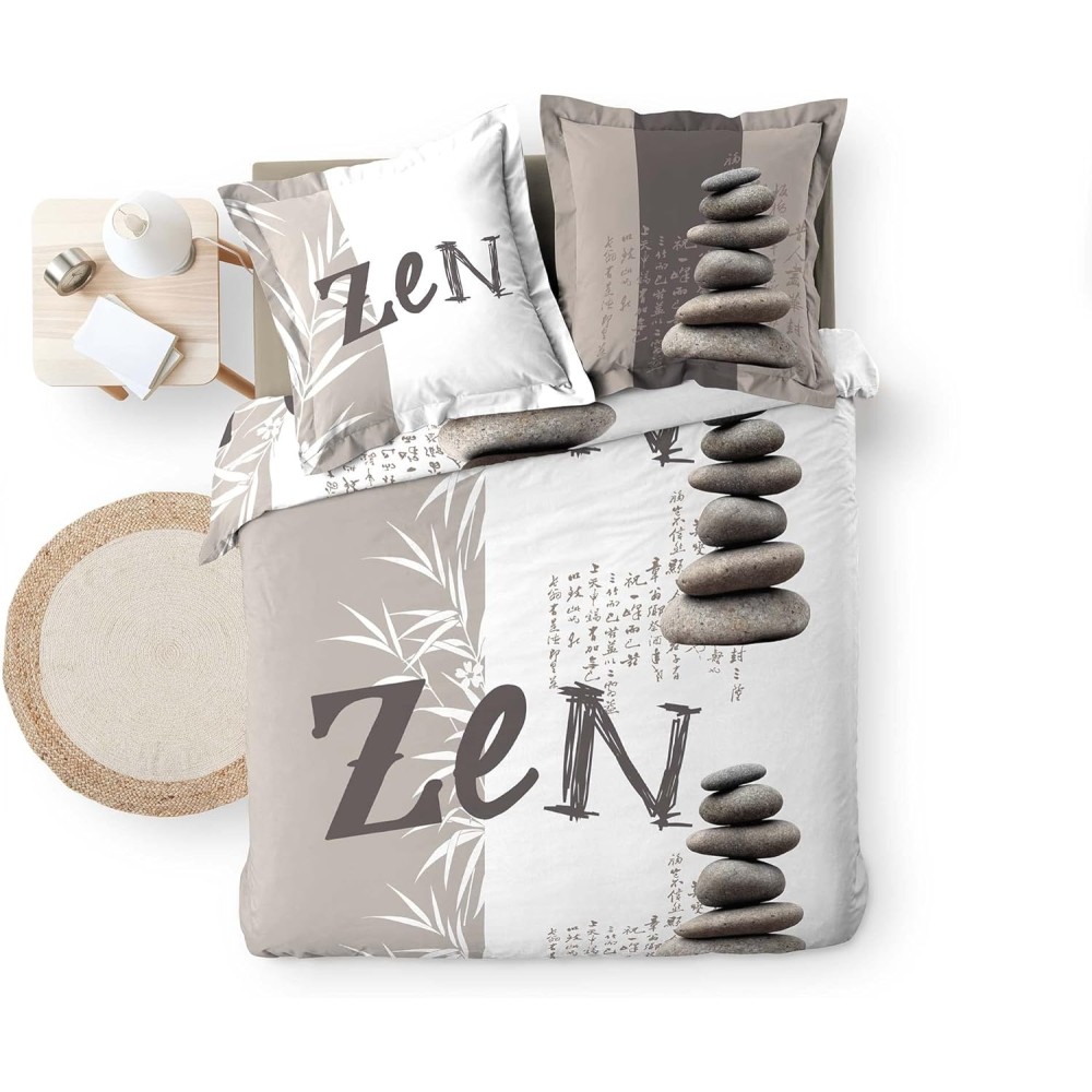 Parure de Lit 100% Coton – GALETS ZEN – Certifiée Oeko-TEX