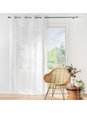 Cortina de voile com ilhós, voile jateado, 100% poliéster – Interior macio – Lissea – Certificação Oeko-TEX