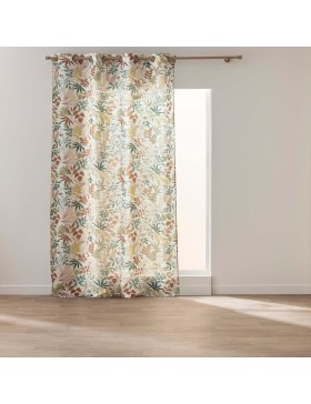 Cortina com ilhós e efeito linho, 98% poliéster – Hailey – Bordado – Certificação Oeko-TEX