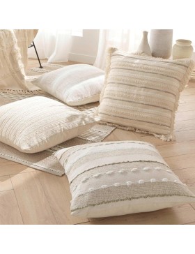 Coussin Déhoussable Carré 40x40 cm Tissé – Fermeture Zippée – Atlas – Coton et Polyester – Certifié Oeko-TEX