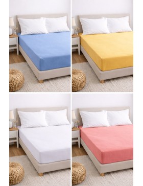 Lot de Draps Housse 100% Coton 57 Fils - Couleurs Aléatoires