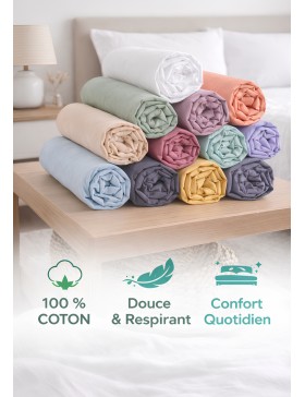 Spannbettlaken-Set, 100 % Baumwolle, Fadenzahl 57, zufällige Farben