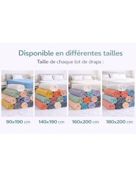 Set di lenzuola con angoli in 100% cotone a 57 fili - Colori casuali